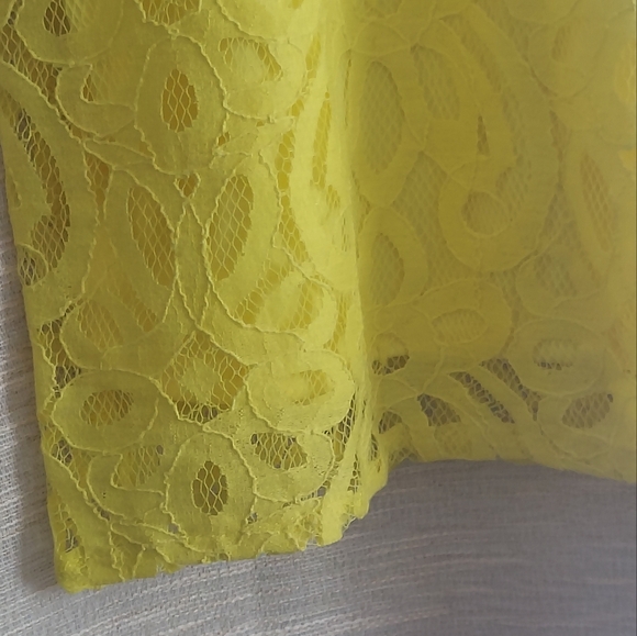 🌼Yellow-laced Sheath Dress, Size 6 petite - Picture 10 of 16
